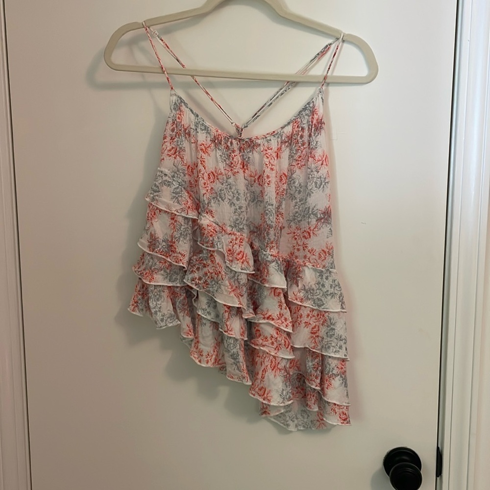 Free People Rose Print Ruffle Tank - Picture 2 of 5